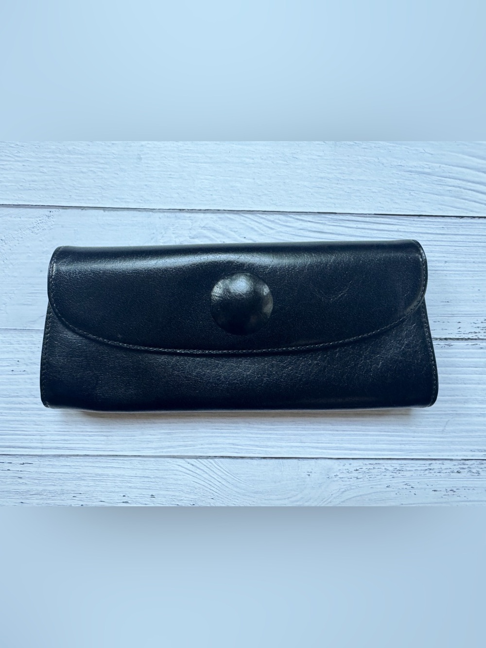 Hobo The Original Black Supple Leather Organizer Wallet / Clutch with Red Lining